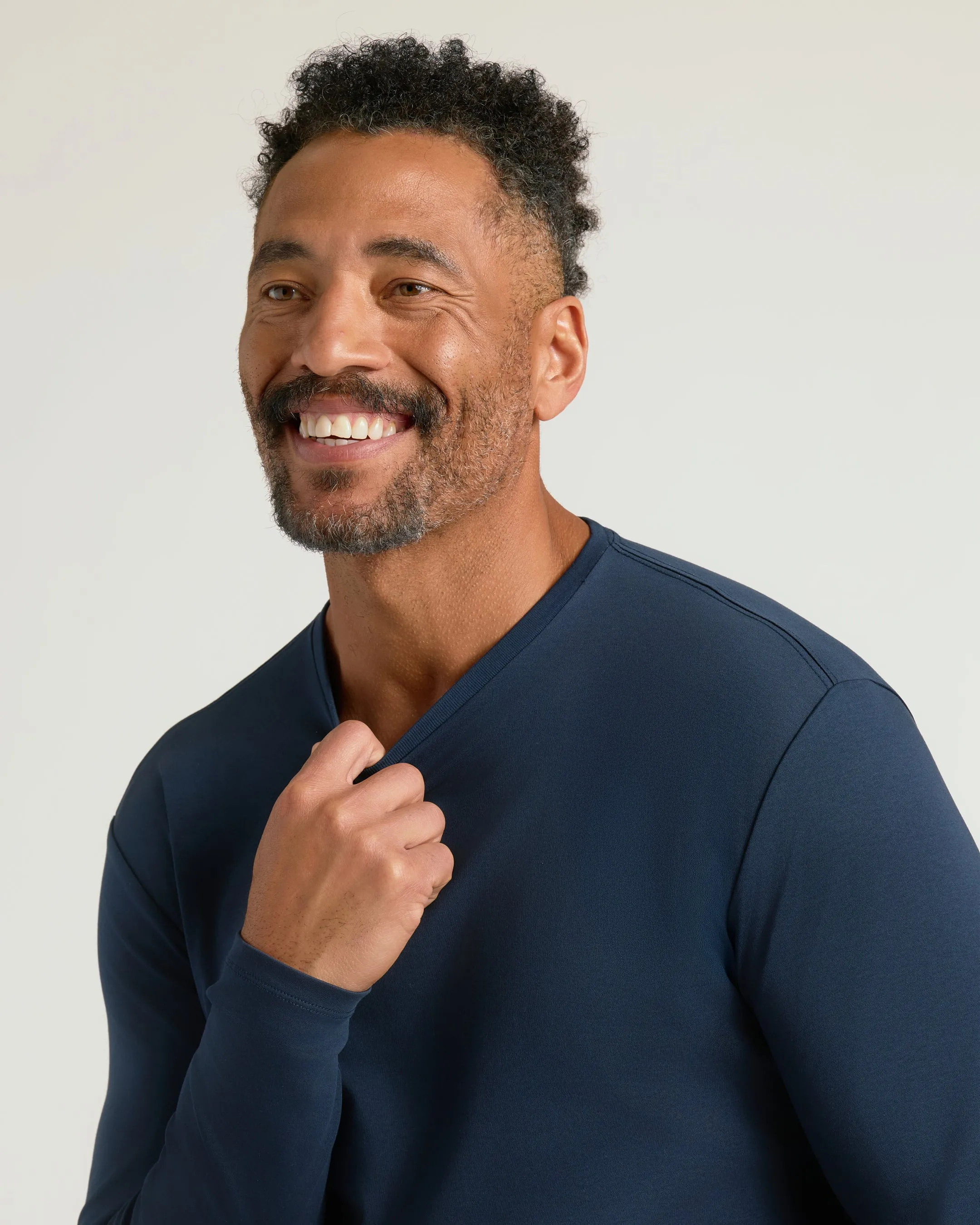 Navy Premium Pima Long Sleeve Crew sold by True Classic product image thumbnail 5