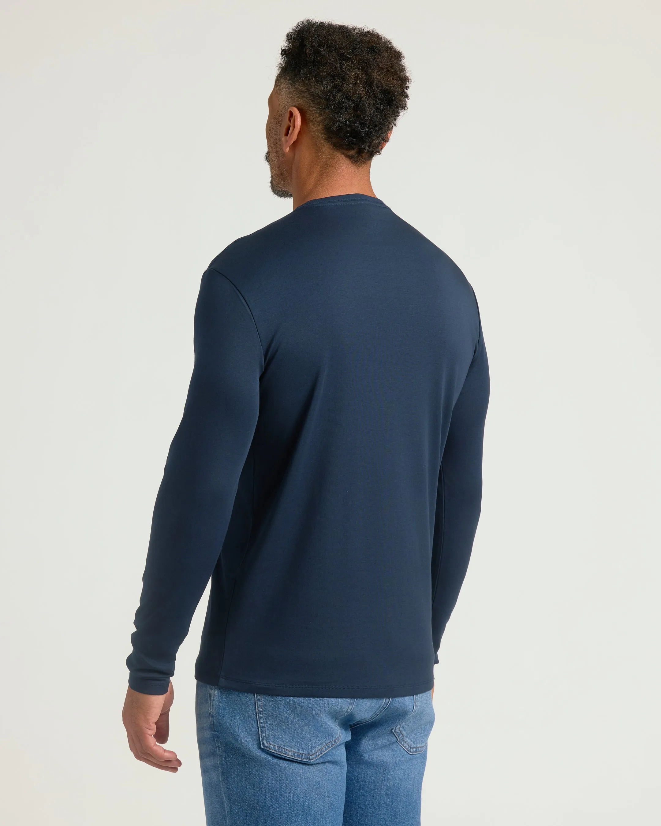 Navy Premium Pima Long Sleeve Crew sold by True Classic product image thumbnail 3