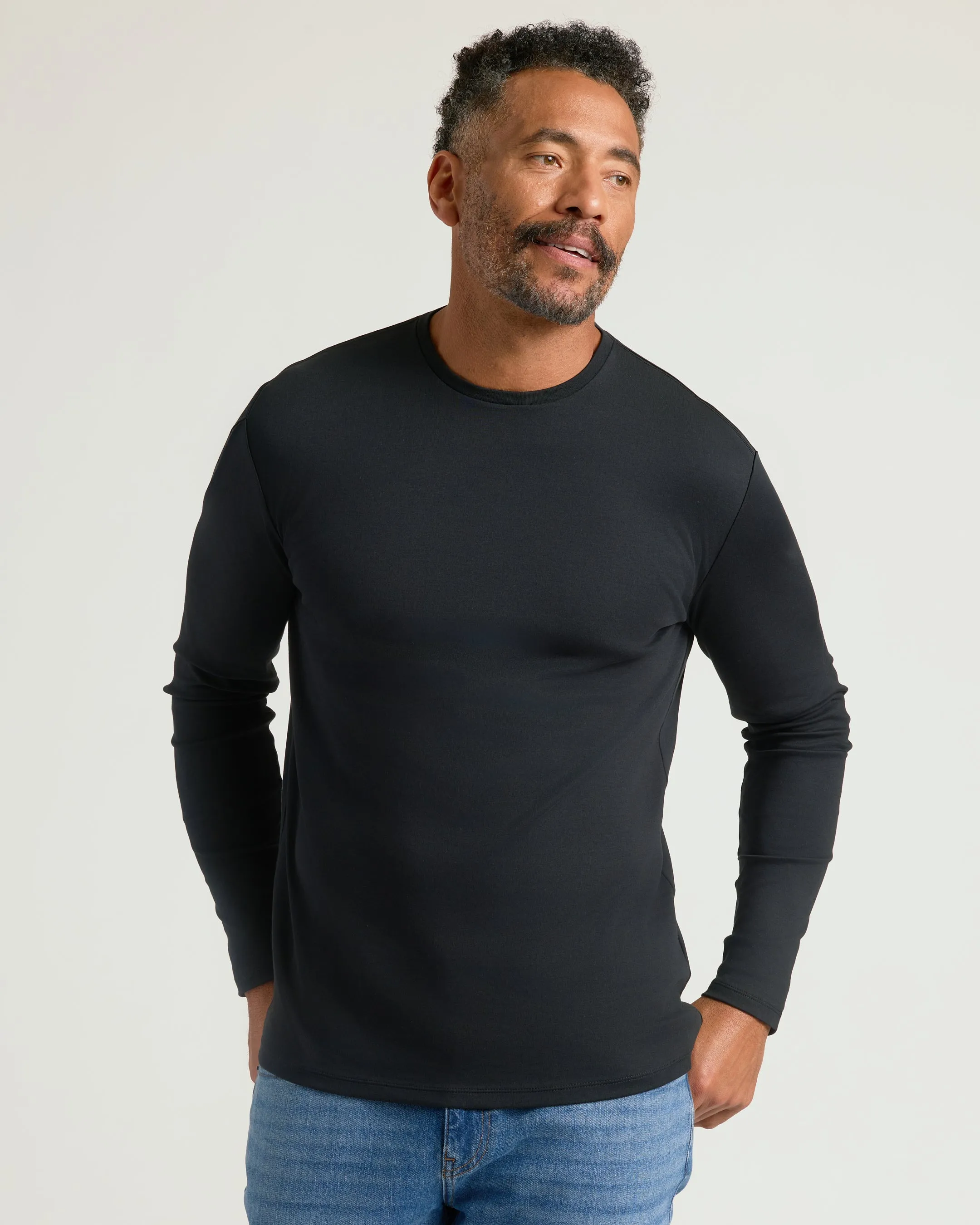 Black Premium Pima Long Sleeve Crew sold by True Classic product image thumbnail 4