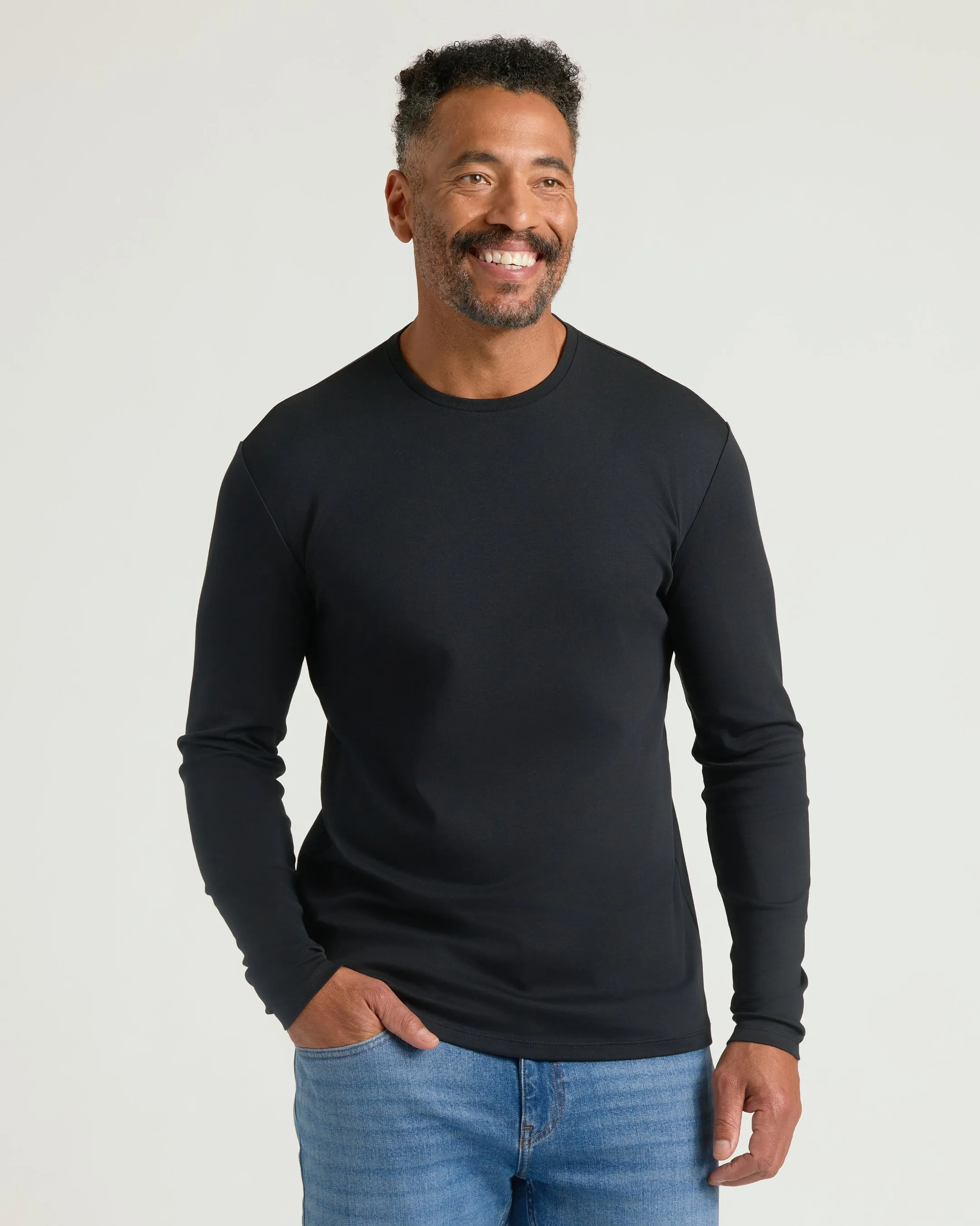 Black Premium Pima Long Sleeve Crew sold by True Classic