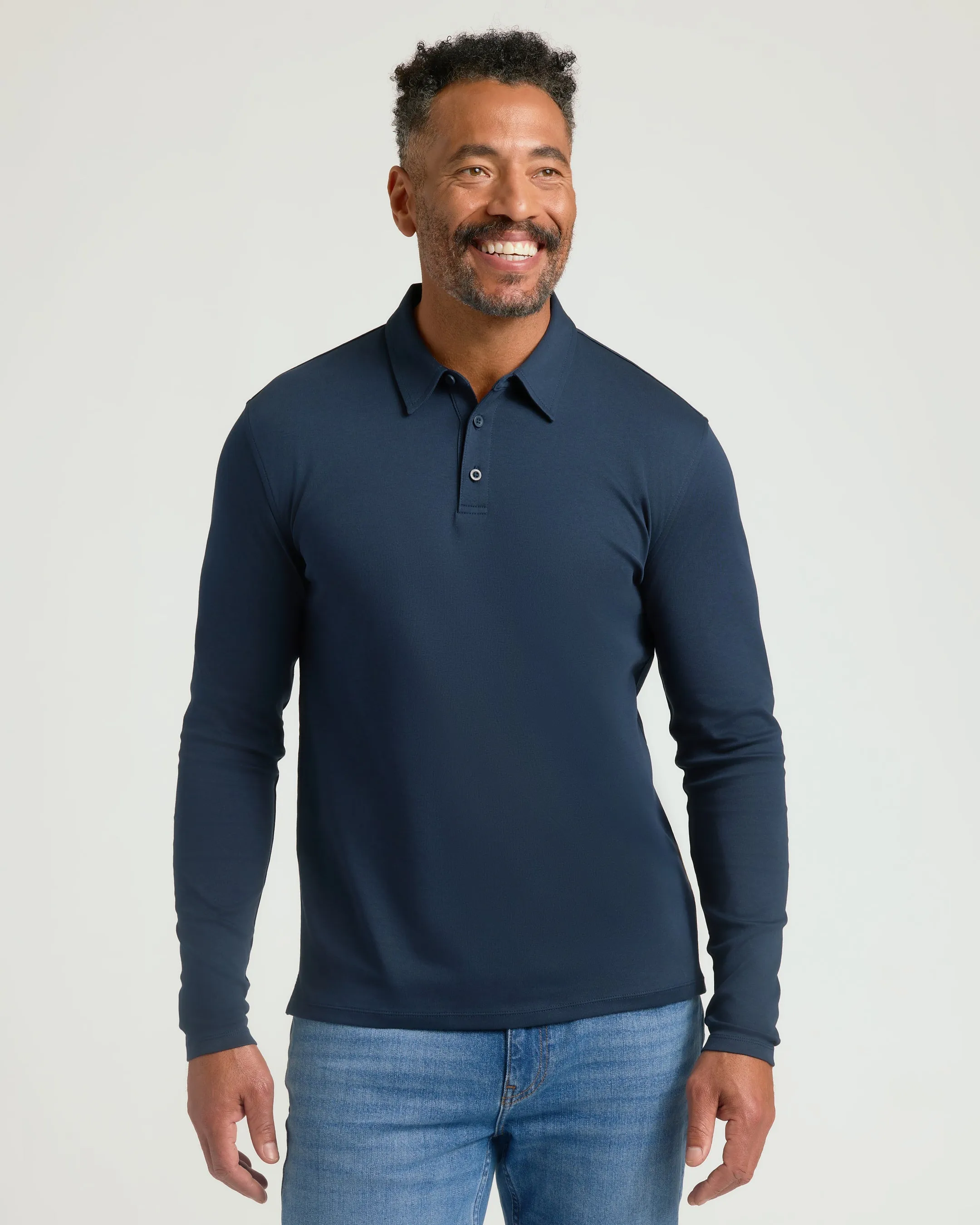 Navy Long Sleeve Premium Pima Polo sold by True Classic
