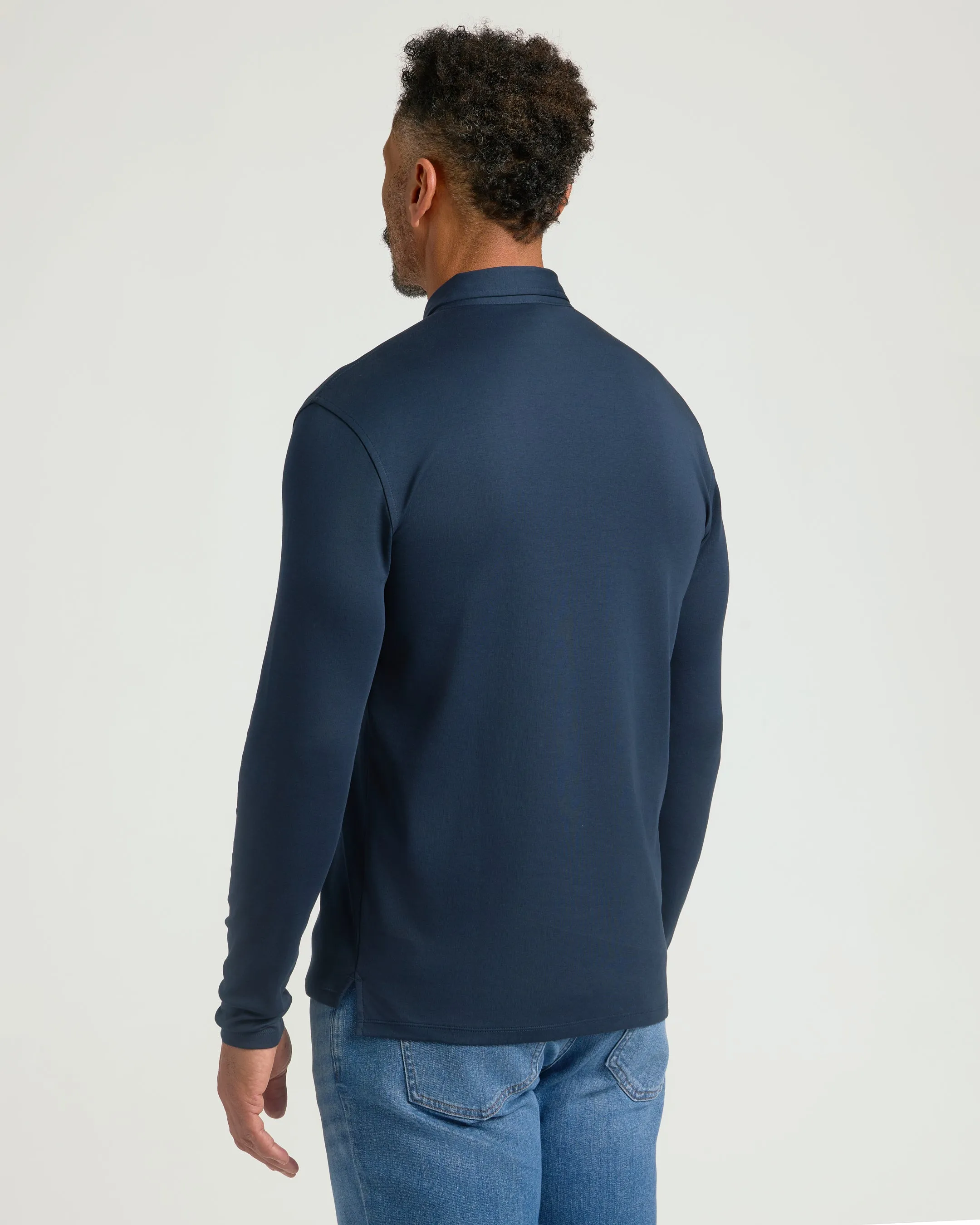 Navy Long Sleeve Premium Pima Polo sold by True Classic product image thumbnail 3