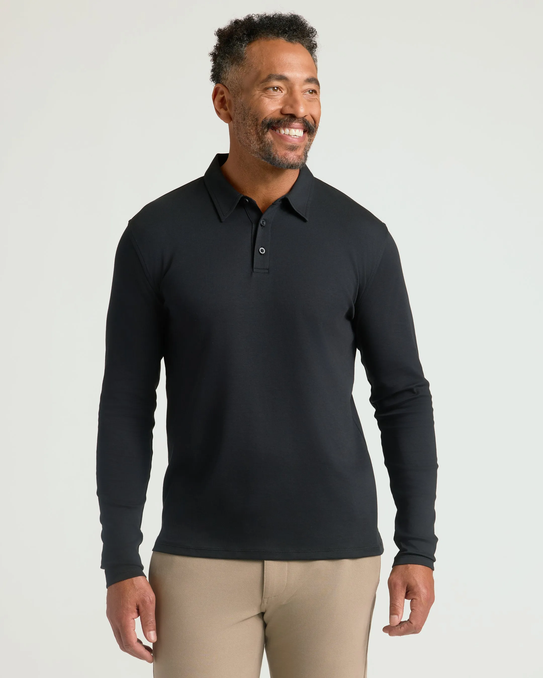 Black Long Sleeve Premium Pima Polo sold by True Classic