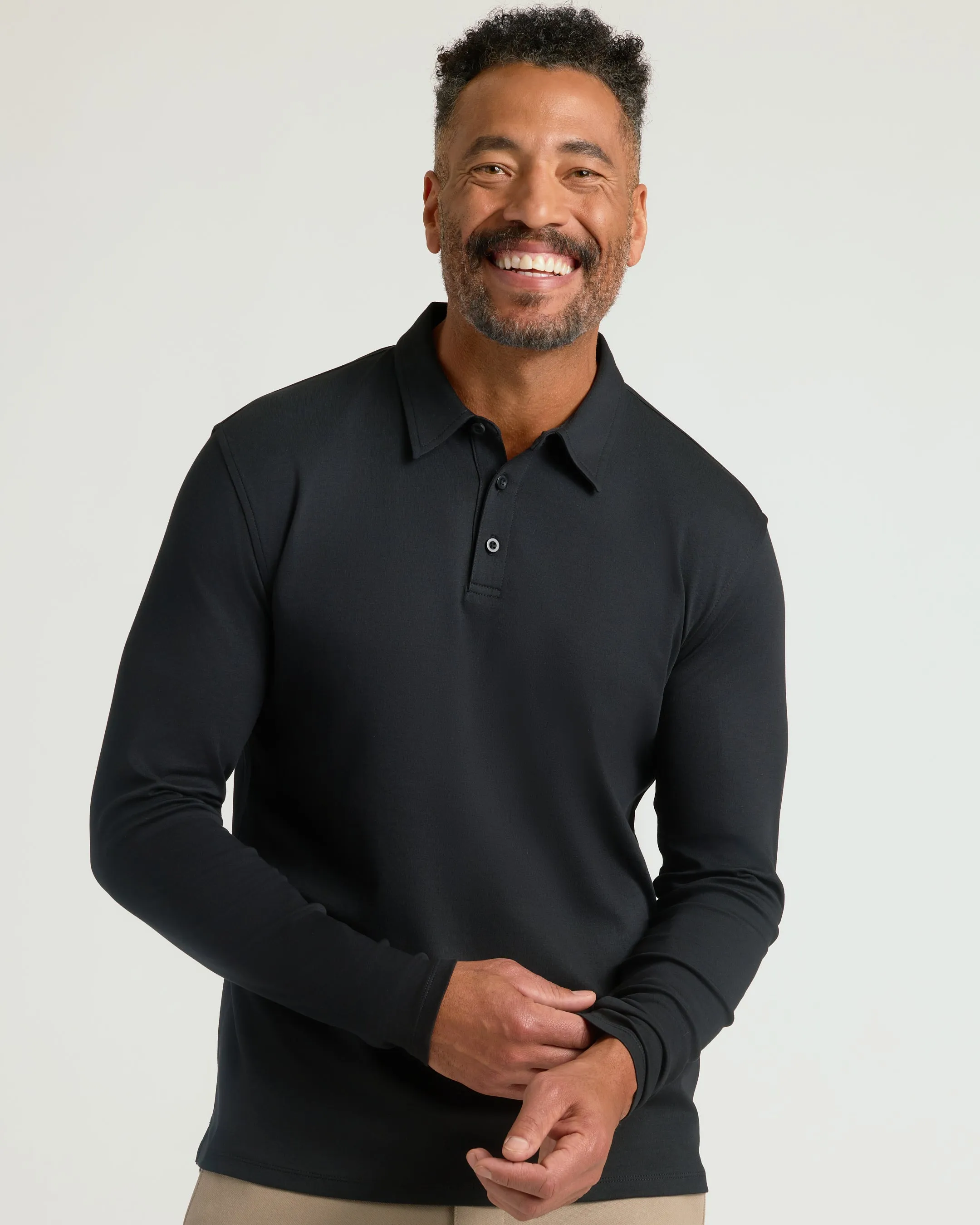 Black Long Sleeve Premium Pima Polo sold by True Classic product image thumbnail 4