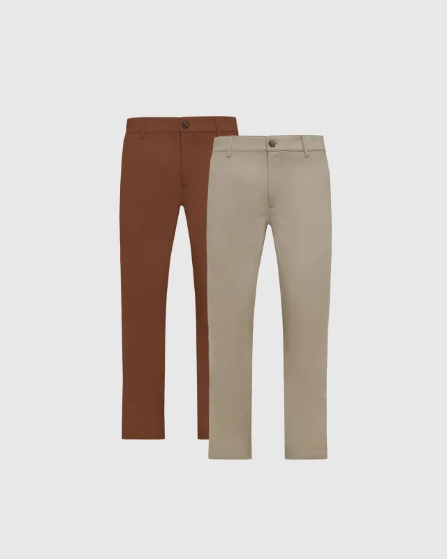Khaki Suede Brown Slim Comfort Knit Chino 2-Pack sold by True Classic