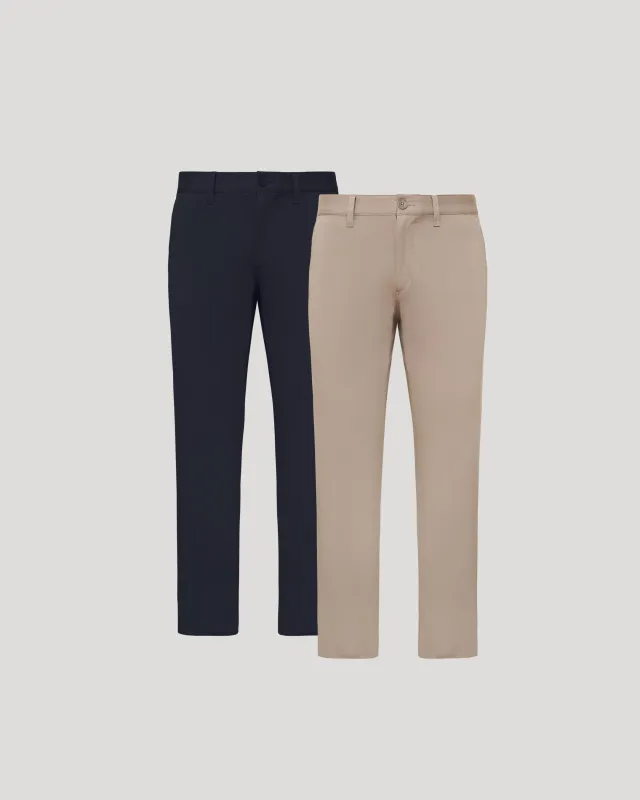 Khaki & Navy Straight Twill Chino 2-Pack sold by True Classic