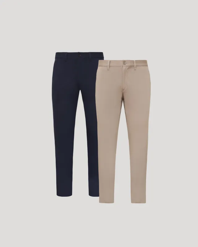 Khaki & Navy Twill Slim Chino Pant 2-Pack sold by True Classic