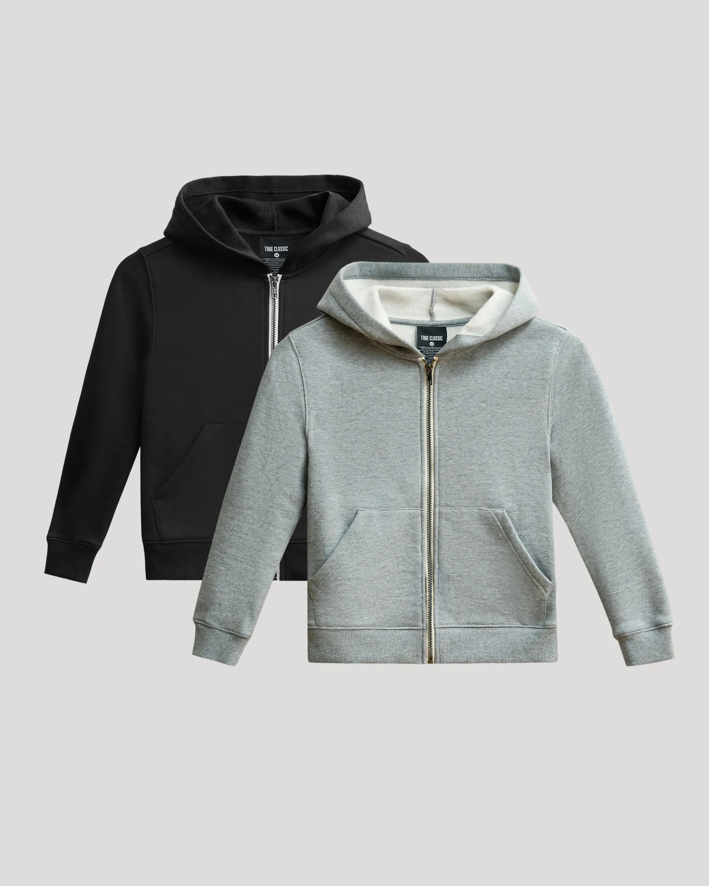 Boys' Black & Medium Heather Gray Fleece Zip Hoodie 2-Pack sold by True Classic