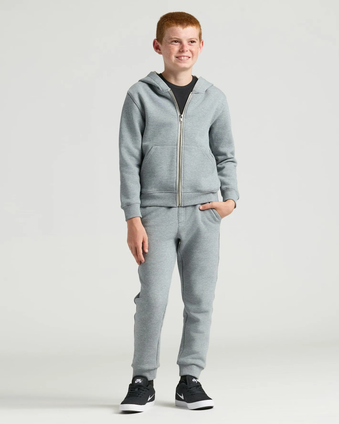 Boys Medium Heather Gray Full Zip Fleece Hoodie & Jogger 2-Pack sold by True Classic product image thumbnail 2