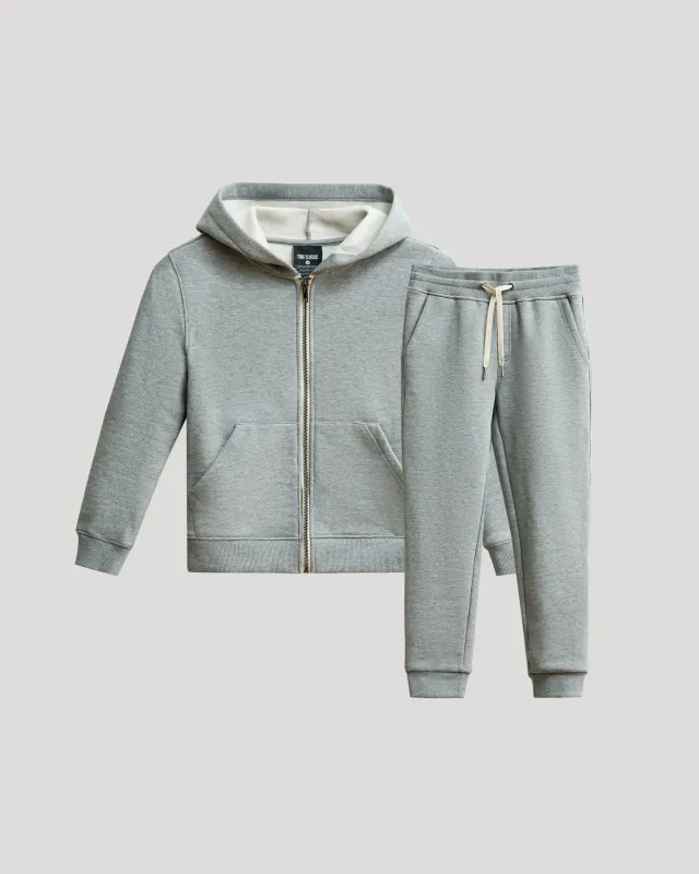 Boys' Medium Heather Gray Full Zip Fleece Hoodie & Jogger 2-Pack sold by True Classic