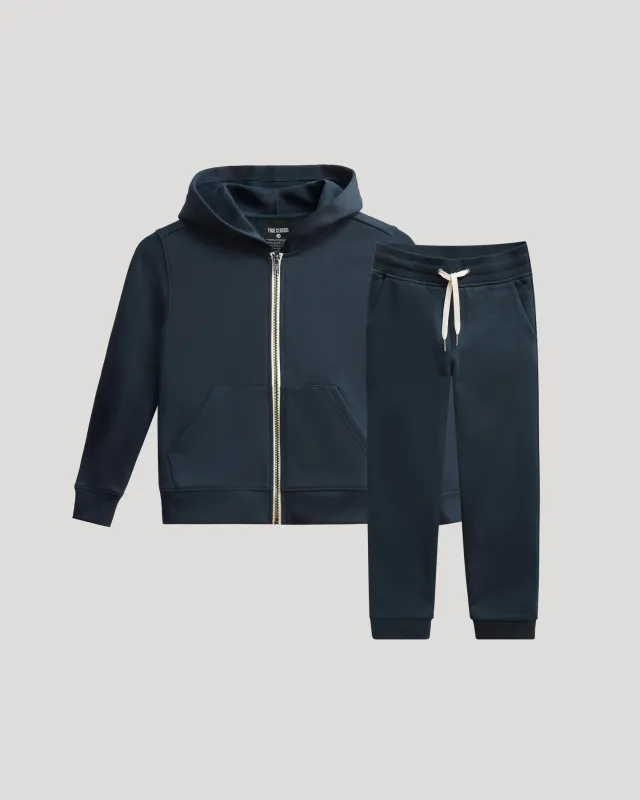 Boys' Navy Full Zip Fleece Hoodie & Jogger 2-Pack sold by True Classic