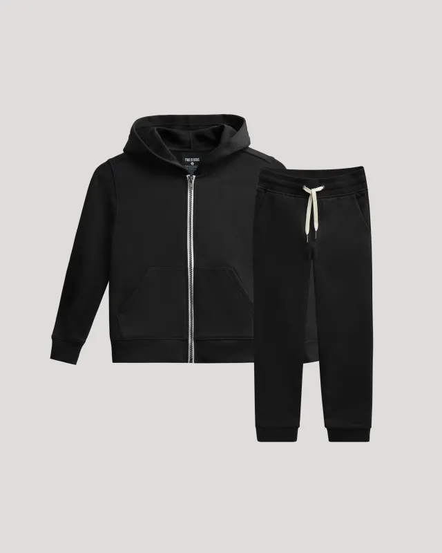 Boys' Black Full Zip Fleece Hoodie & Jogger 2-Pack sold by True Classic