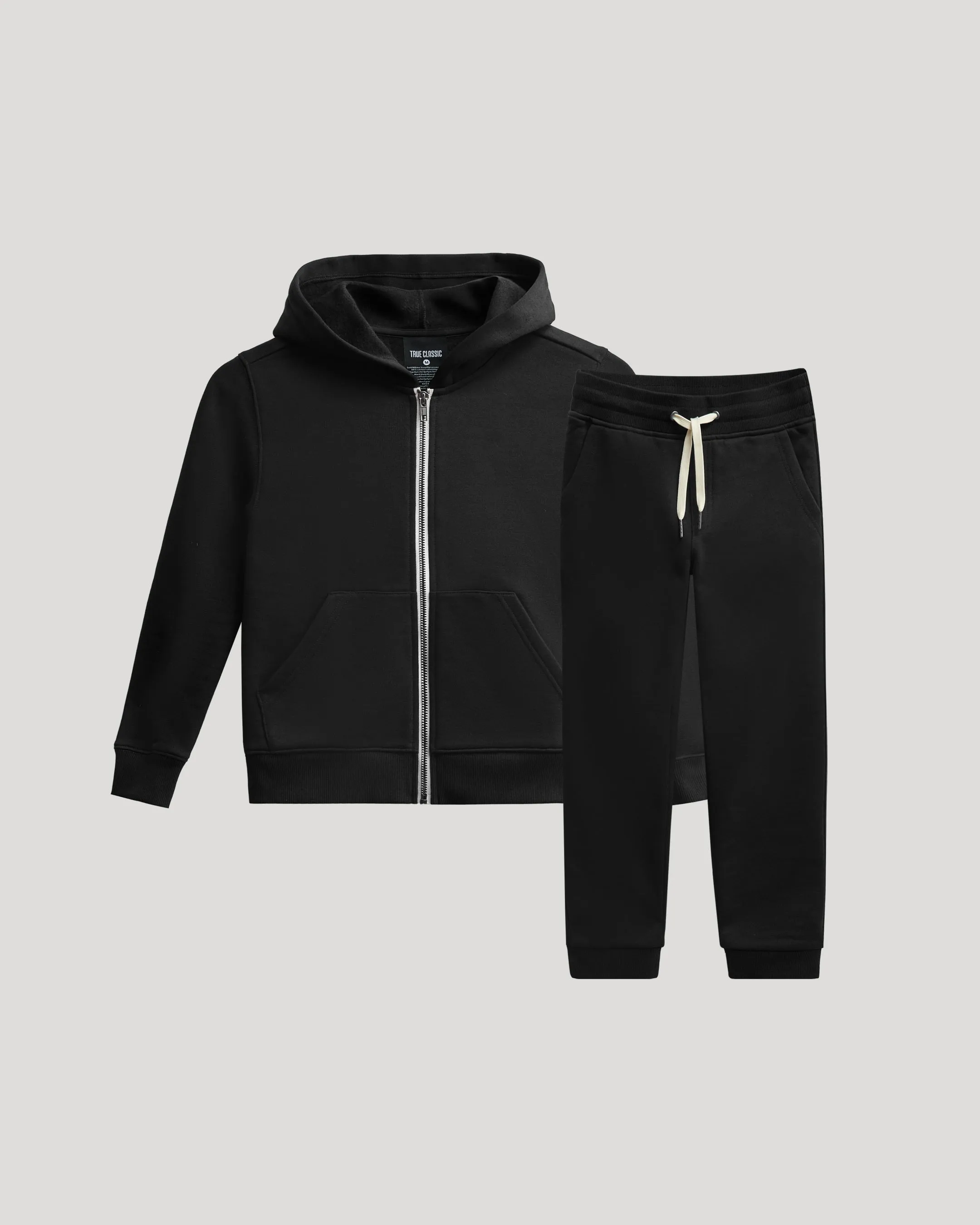 Boys Black Full Zip Fleece Hoodie & Jogger 2-Pack sold by True Classic