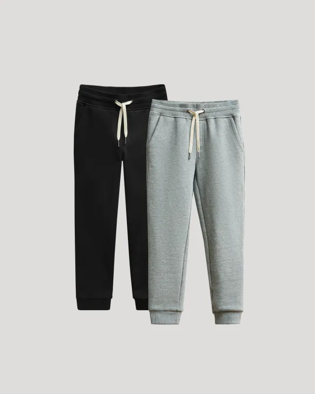 Boys' Black & Medium Heather Gray Fleece Joggers 2-Pack sold by True Classic