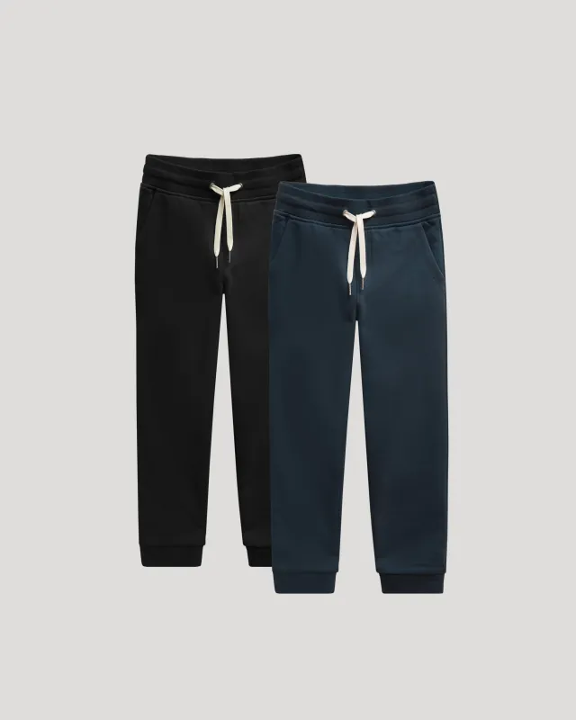 Boys' Black & Navy Fleece Joggers 2-Pack sold by True Classic