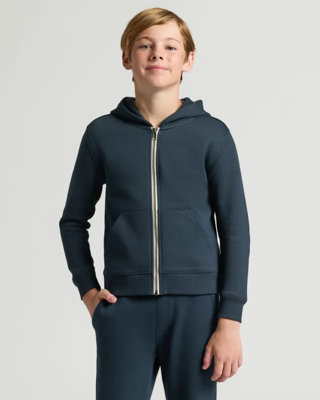 Boys' Navy Fleece Full Zip Hoodie sold by True Classic