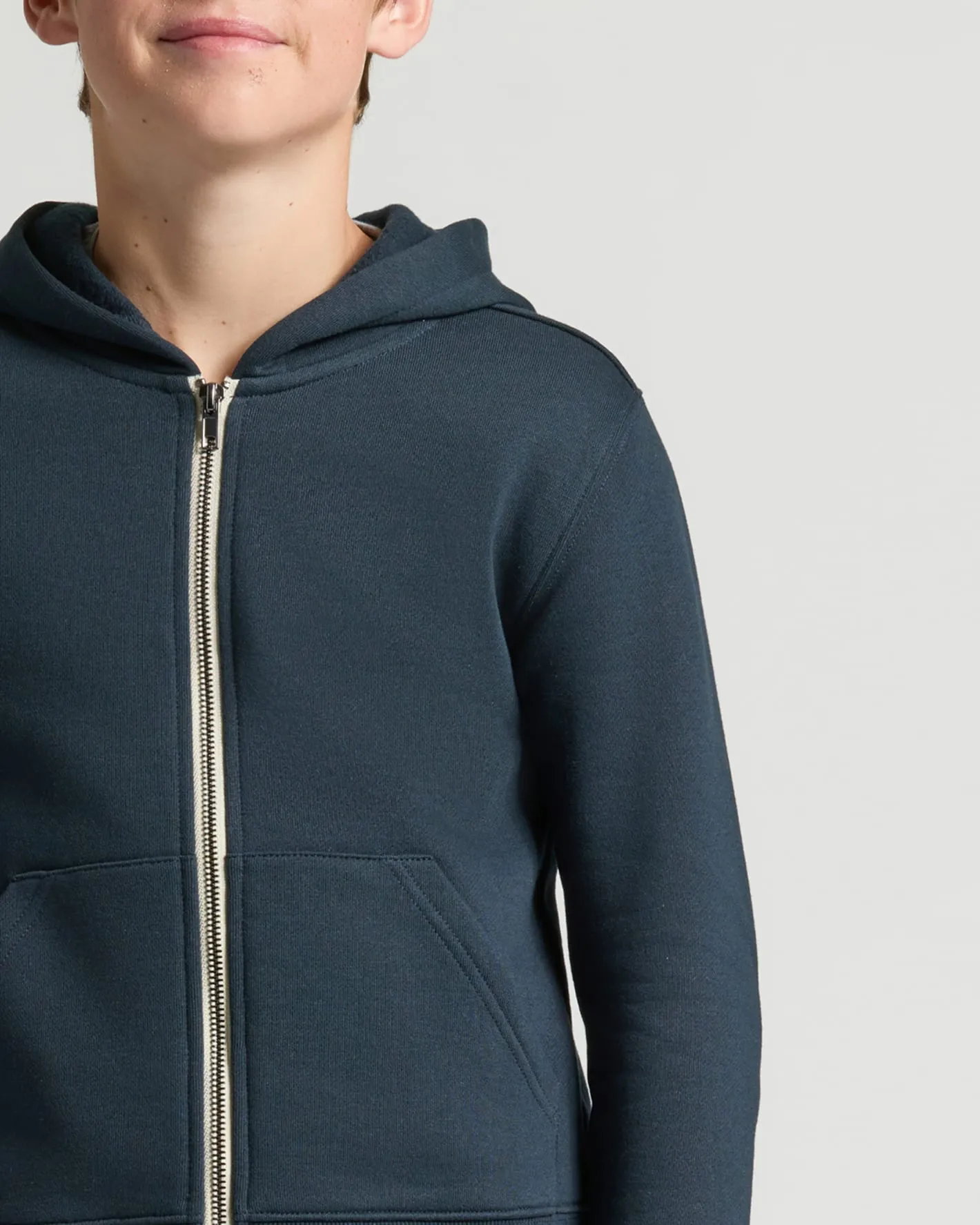 Boys' Navy Fleece Full Zip Hoodie sold by True Classic product image thumbnail 4