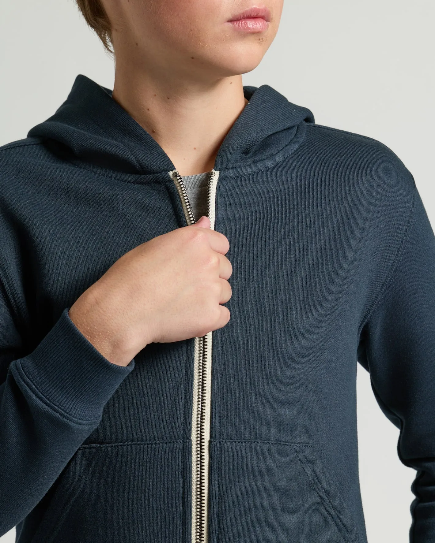 Boys' Navy Fleece Full Zip Hoodie sold by True Classic product image thumbnail 5
