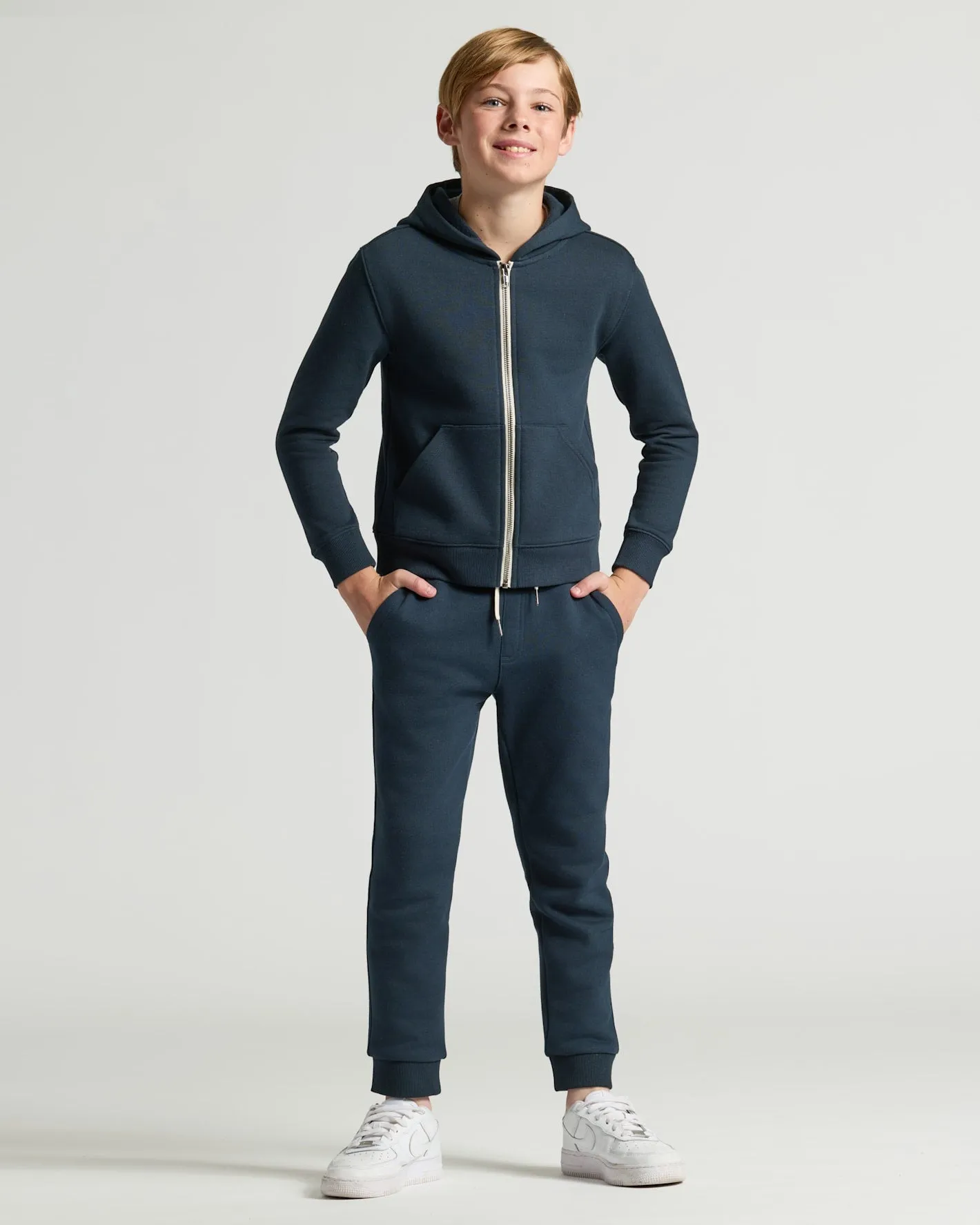 Boys' Navy Fleece Full Zip Hoodie sold by True Classic product image thumbnail 3