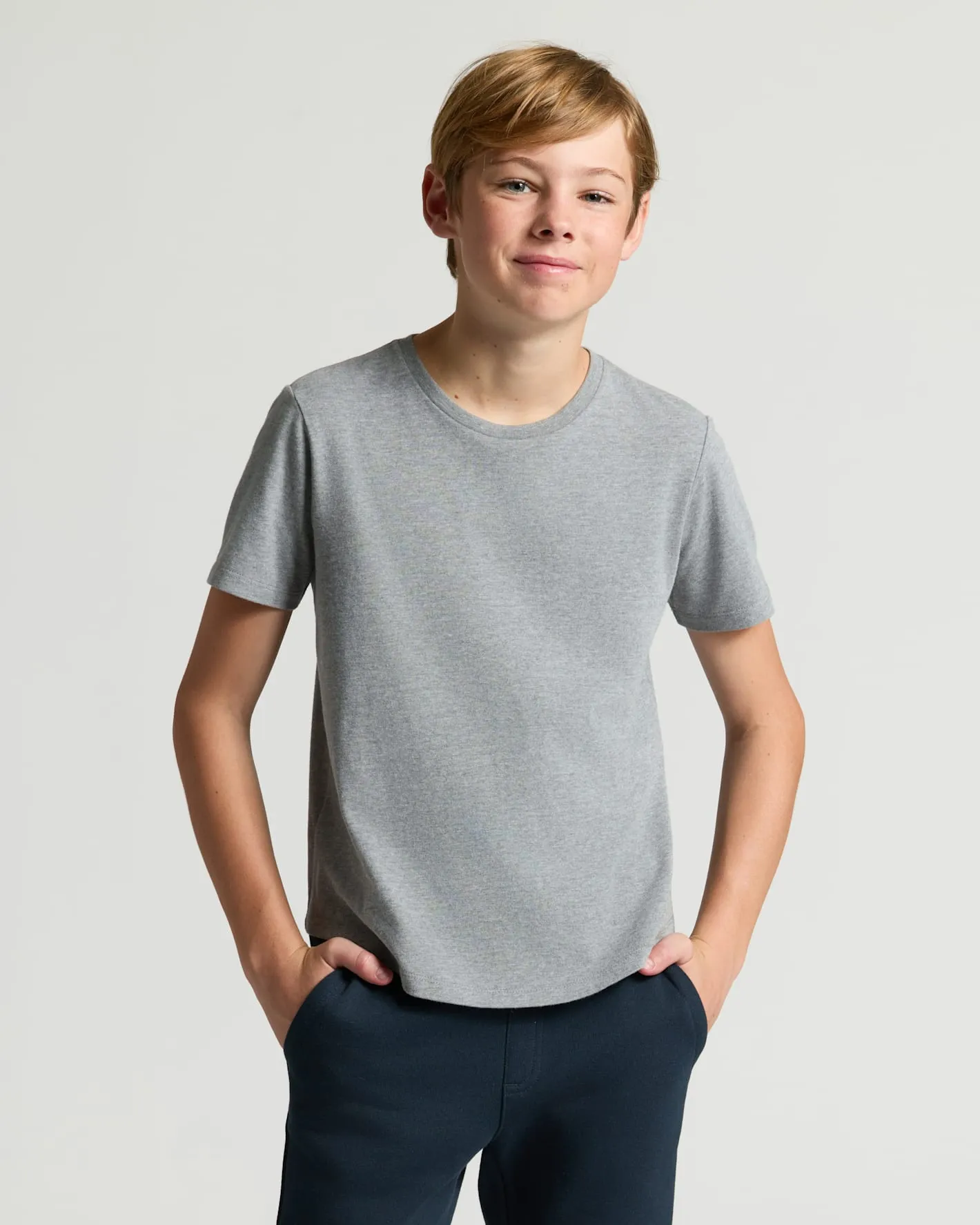 Boys' Heather Gray Classic Curved Hem Crew Neck sold by True Classic product image thumbnail 5