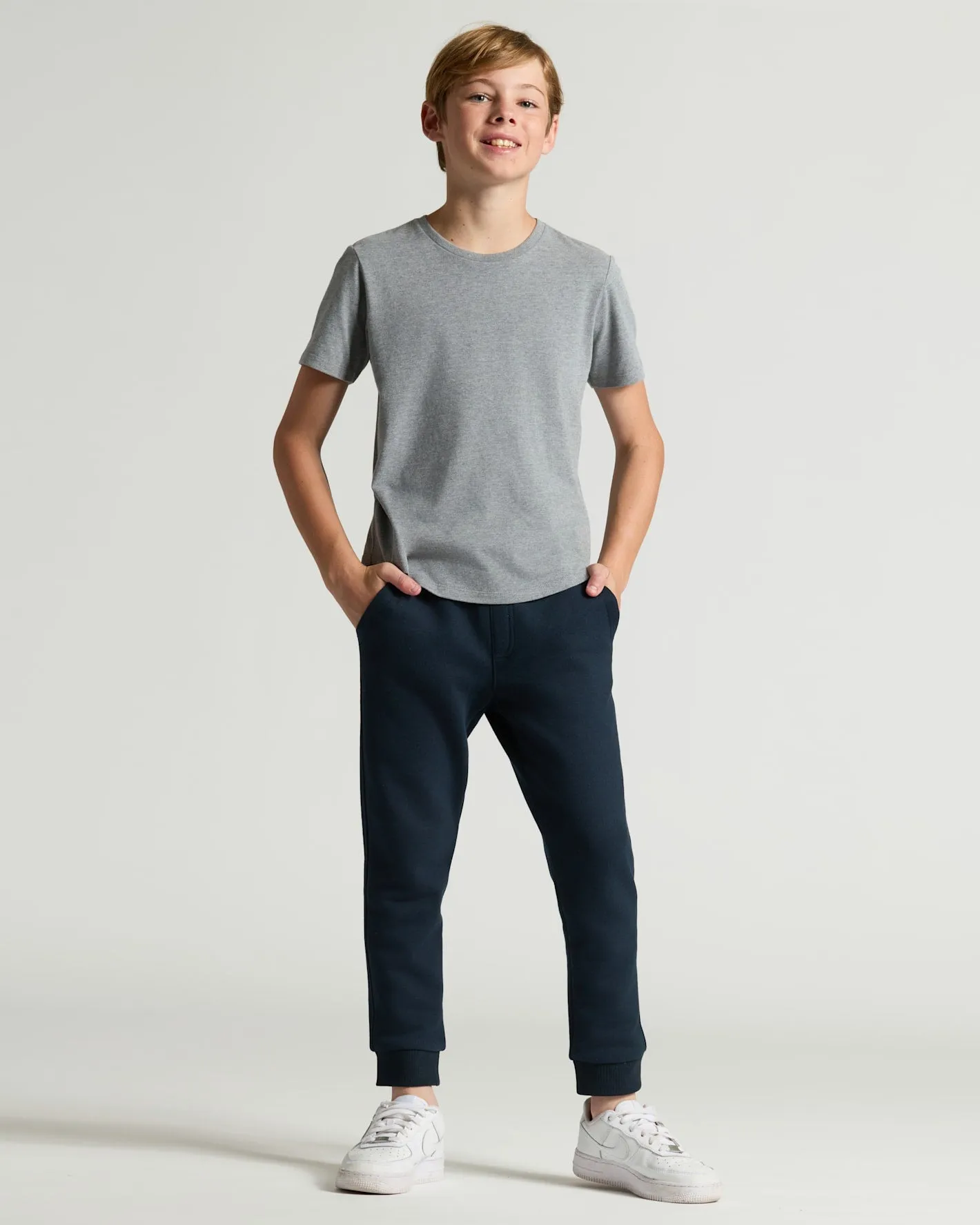Boys' Heather Gray Classic Curved Hem Crew Neck sold by True Classic product image thumbnail 3