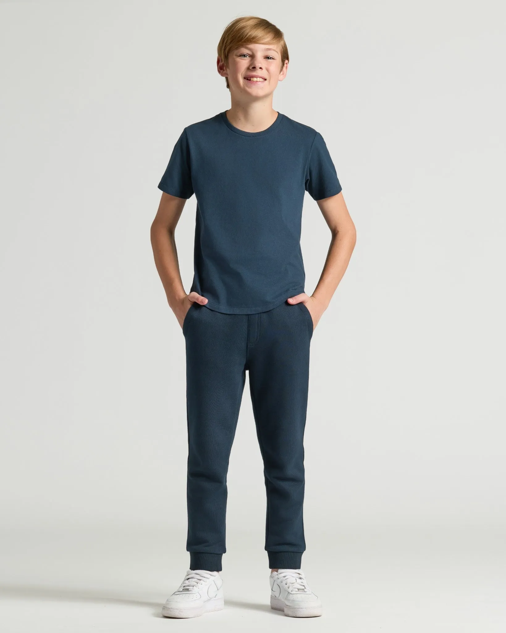Boys' Navy Classic Curved Hem Crew Neck sold by True Classic product image thumbnail 3