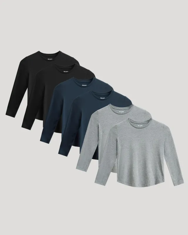 Boys' Classic Long Sleeve Curved Hem Crew Neck 6-Pack sold by True Classic