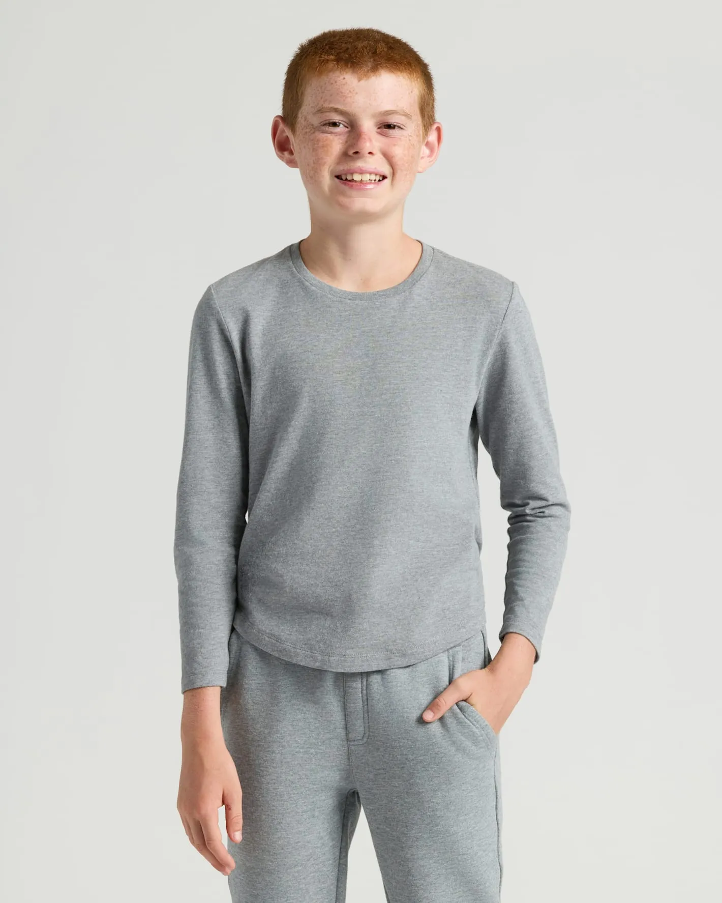 Boys' Heather Gray Classic Long Sleeve Crew Neck sold by True Classic