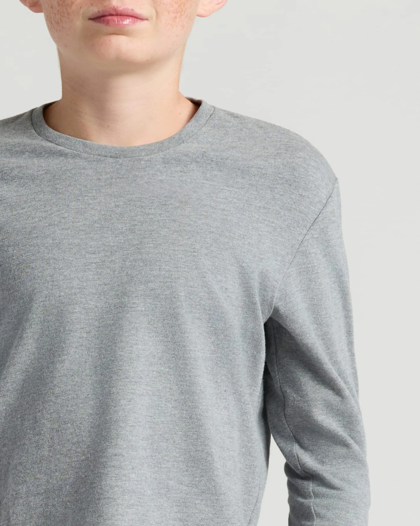Boys' Heather Gray Classic Long Sleeve Crew Neck sold by True Classic product image thumbnail 4
