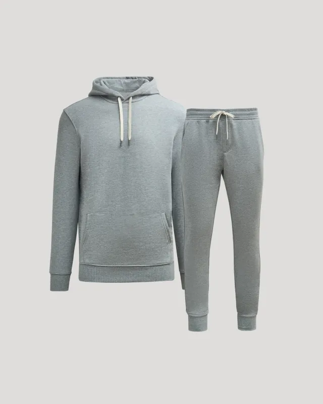 Medium Heather Gray Tall Fleece Pullover Hoodie & Joggers 2-Pack sold by True Classic