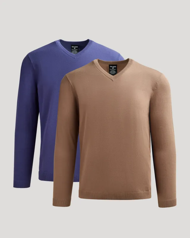 Truffle & Blueberry Dressy V-Neck Sweater 2-Pack sold by True Classic