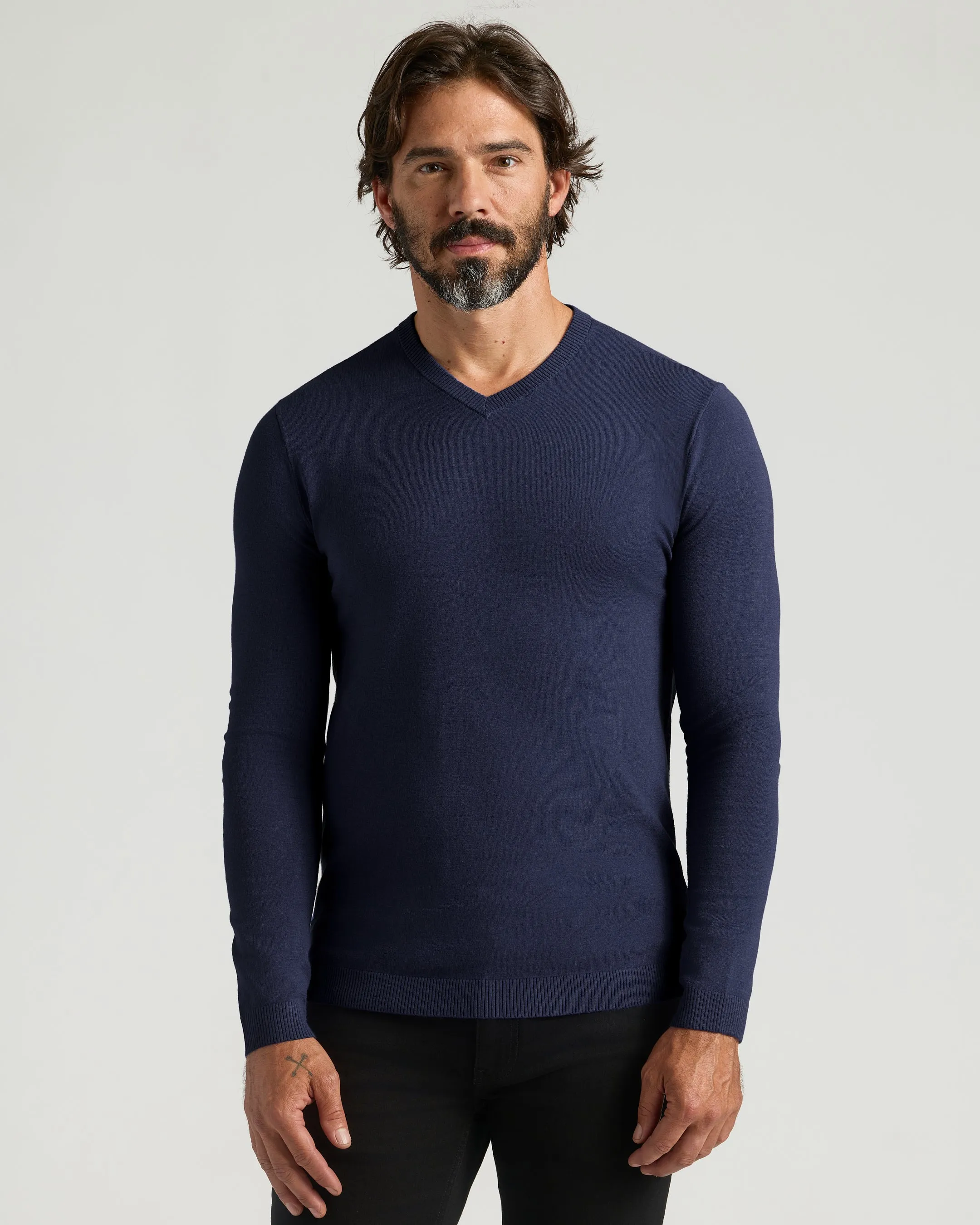 Black & Navy Dressy V-Neck Sweater 2-Pack sold by True Classic product image thumbnail 2