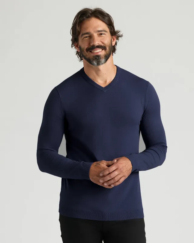 Navy Dressy V-Neck Sweater sold by True Classic