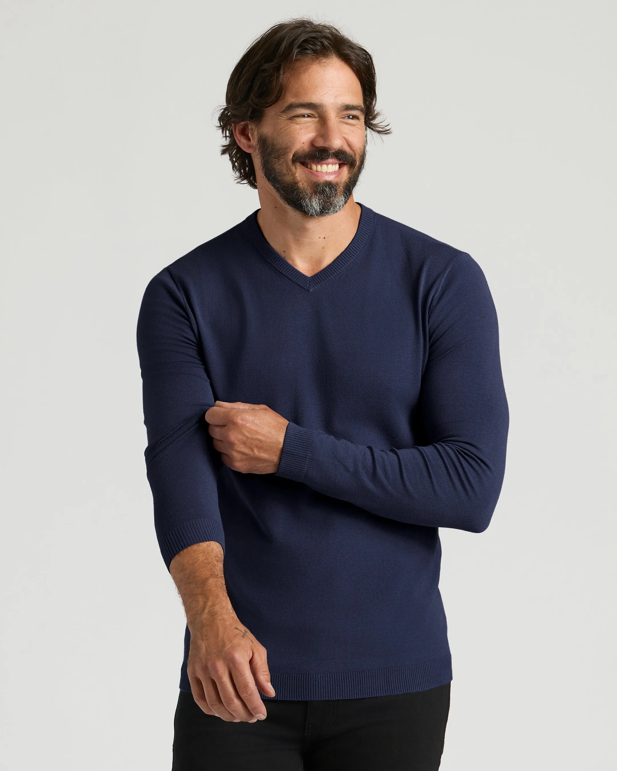 Navy Dressy V-Neck Sweater sold by True Classic product image thumbnail 5