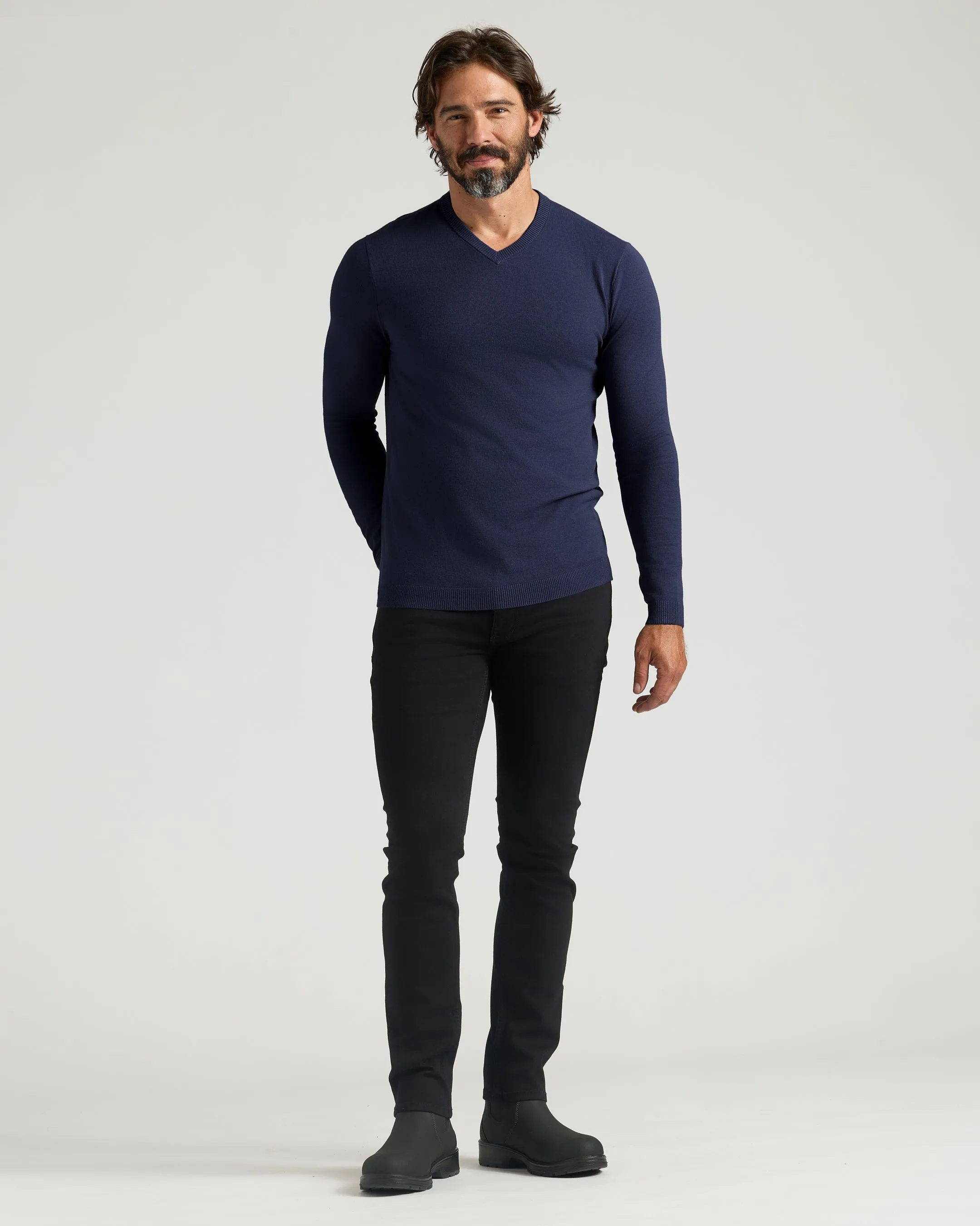Navy Dressy V-Neck Sweater sold by True Classic product image thumbnail 4