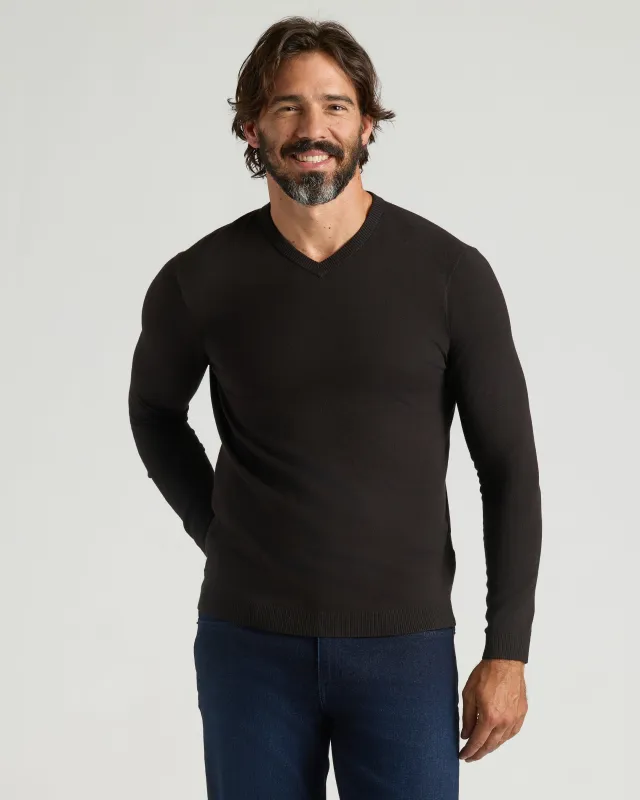 Black Dressy V-Neck Sweater sold by True Classic