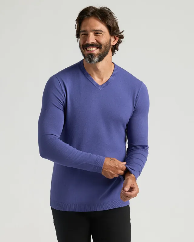 Blueberry Dressy V-Neck Sweater sold by True Classic