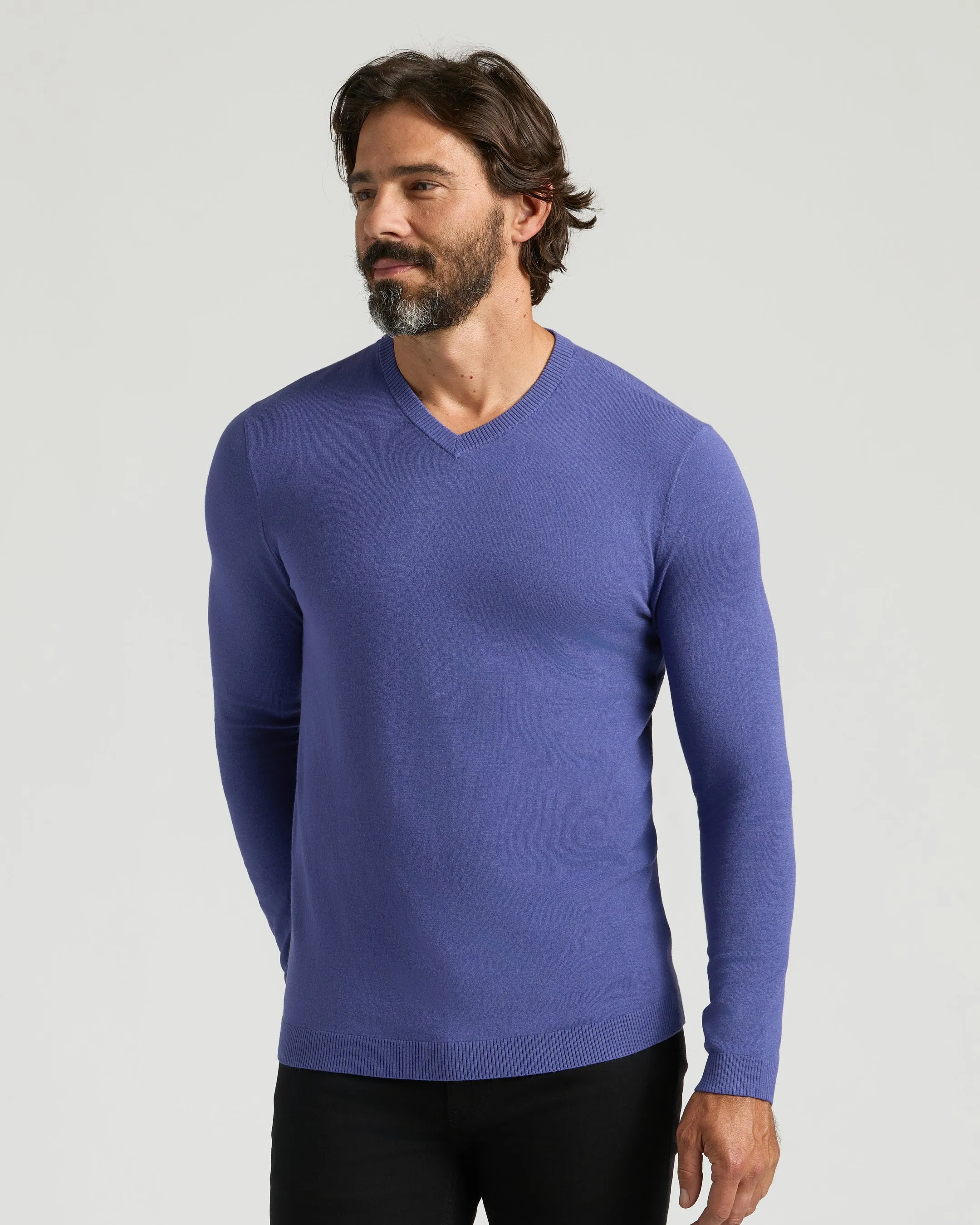 Blueberry Dressy V-Neck Sweater sold by True Classic product image thumbnail 5
