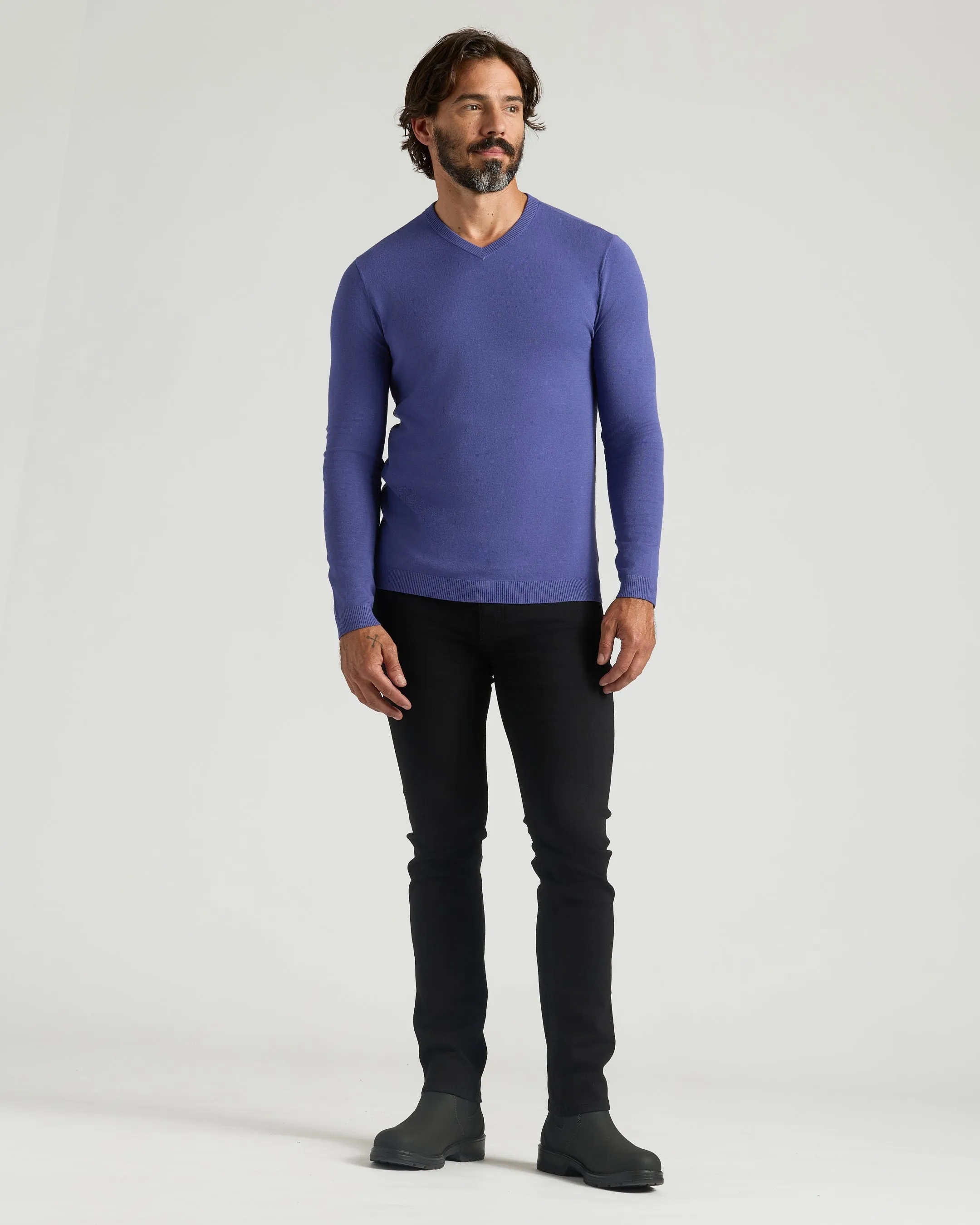 Blueberry Dressy V-Neck Sweater sold by True Classic product image thumbnail 4