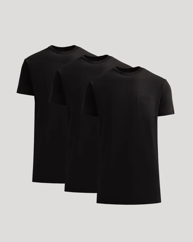All Black Tall Heavyweight Pocket Crew Neck 3-Pack sold by True Classic