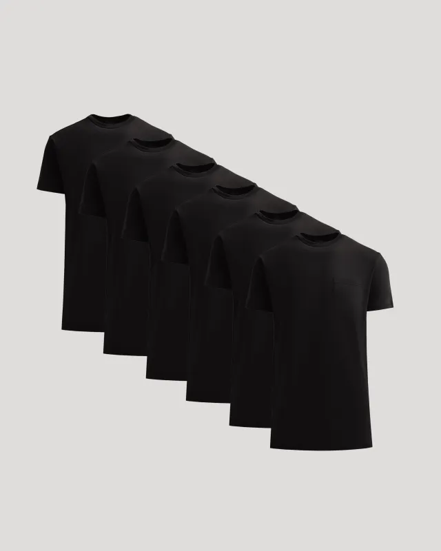All Black Tall Heavyweight Pocket Crew 6-Pack sold by True Classic
