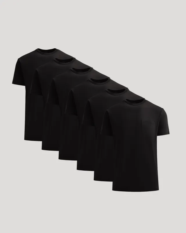 All Black Heavyweight Pocket Crew 6-Pack sold by True Classic