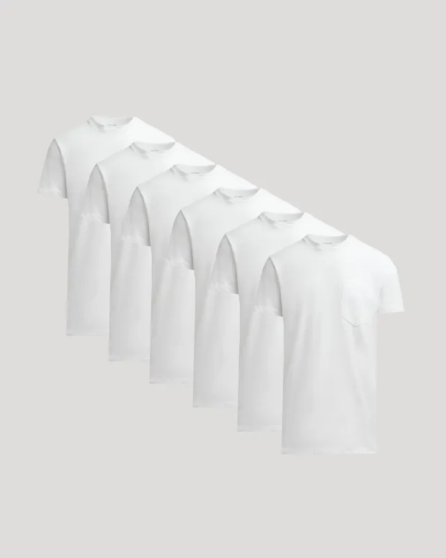 All White Tall Heavyweight Pocket Crew Neck 6-Pack sold by True Classic