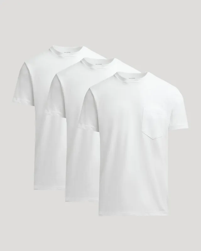All White Heavyweight Pocket Crew 3-Pack sold by True Classic