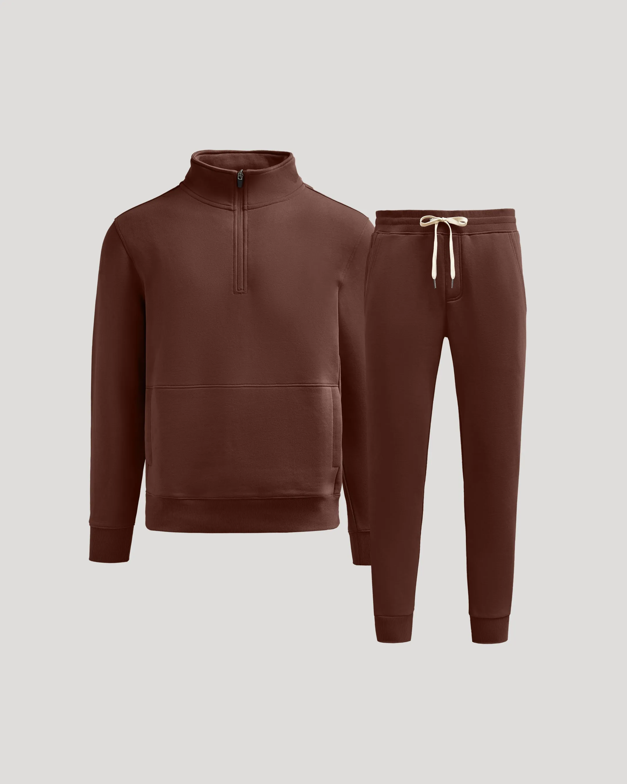 Carob Half Zip Fleece Sweatshirt & Jogger 2-Pack sold by True Classic
