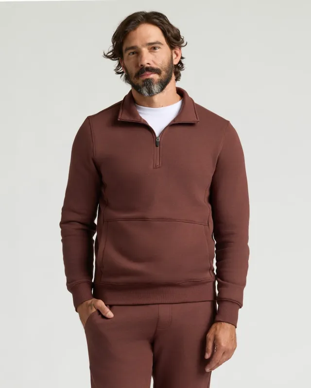 Carob Half Zip Fleece Sweatshirt sold by True Classic