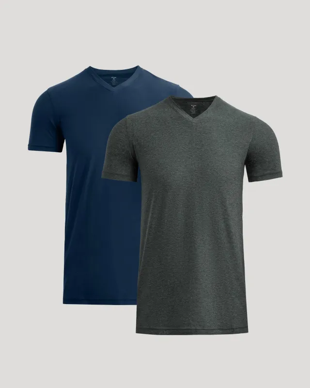 Navy & Charcoal Heather Gray Tall Active V-Neck 2-Pack sold by True Classic