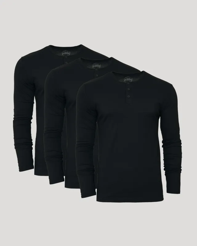 All Black Classic Henley 3-Pack sold by True Classic