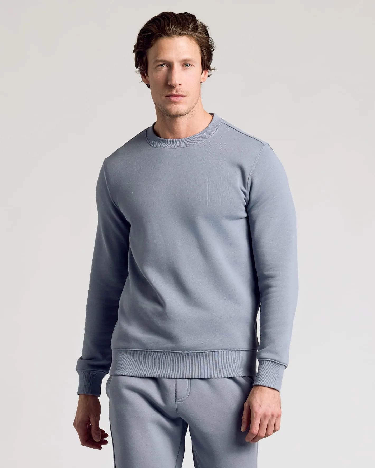 Dusty Blue Fleece French Terry Pullover Crew Neck sold by True Classic