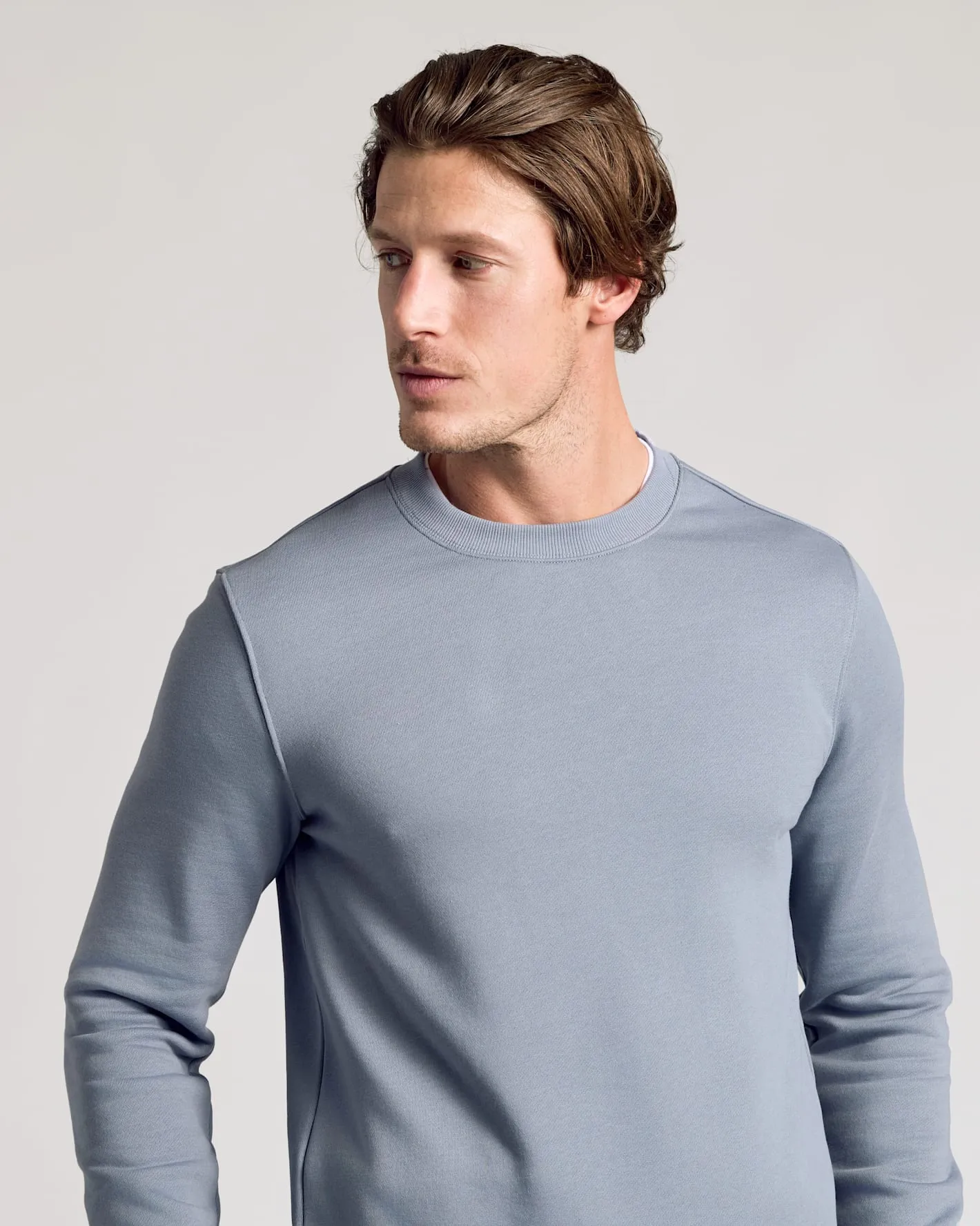 Dusty Blue Fleece French Terry Pullover Crew Neck sold by True Classic product image thumbnail 5